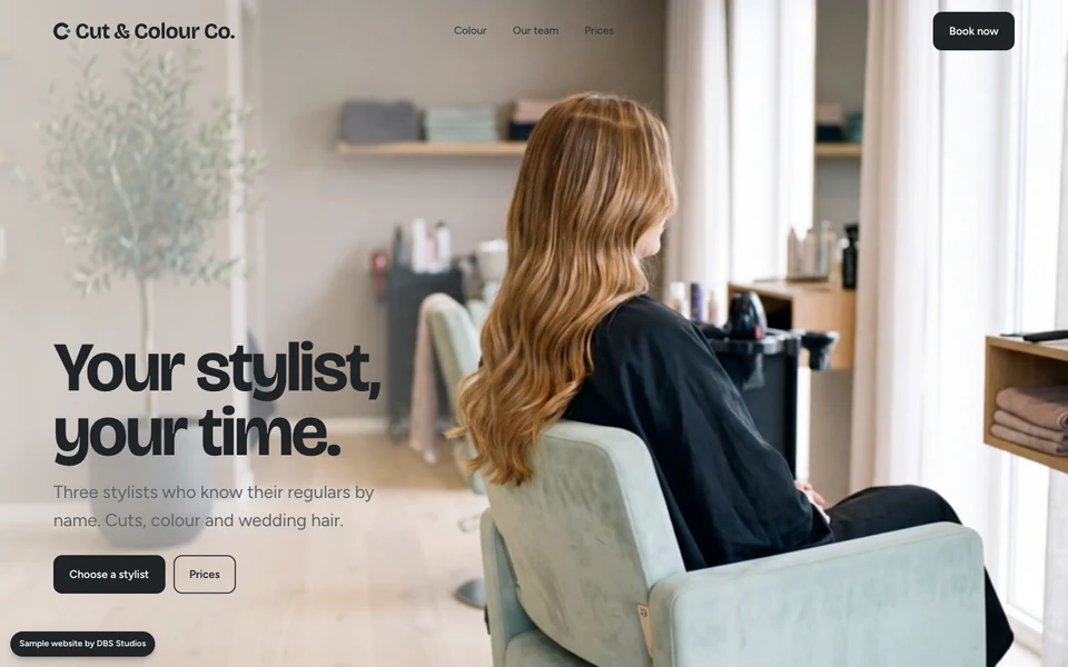 The Cut & Colour Co. website homepage